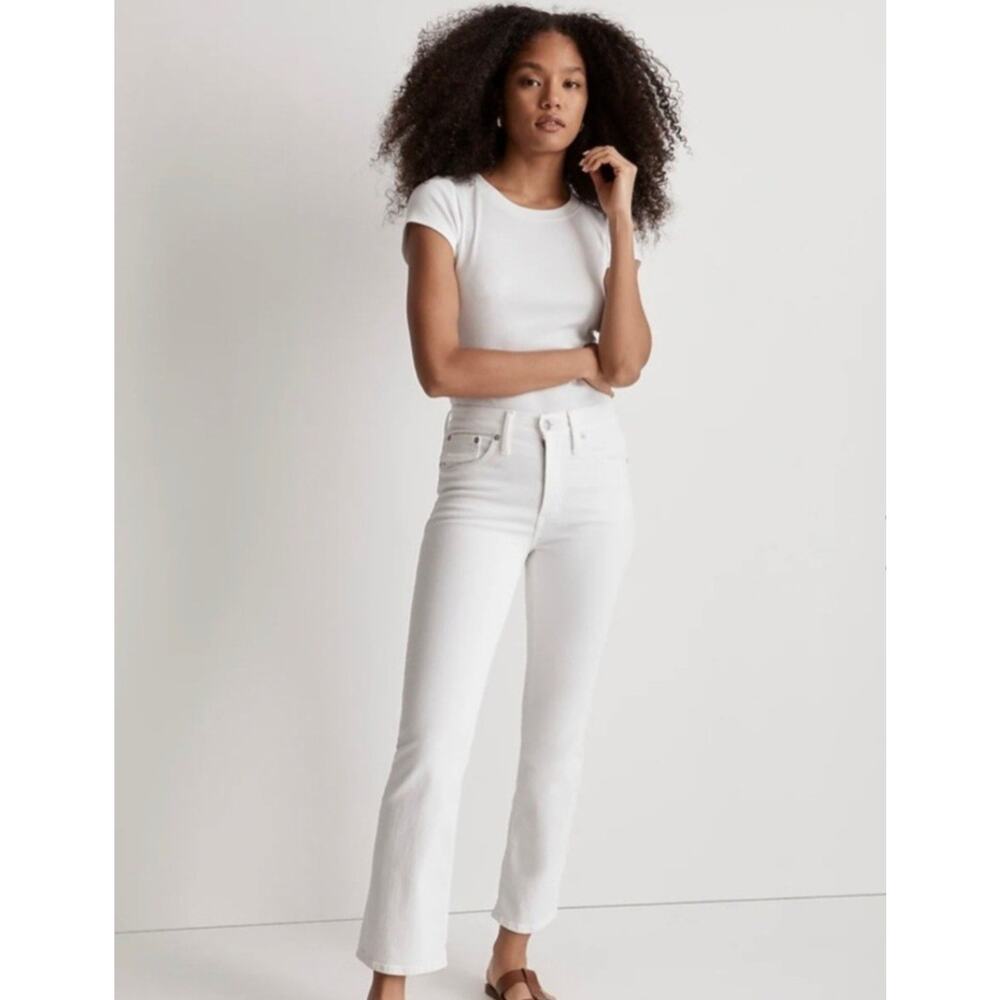 Madewell Cali Demi Boot Jeans Womens 30 White Cropped Bootcut‎ High Rise Coastal